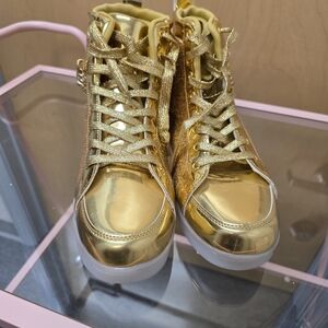 Gold High-Top Sneakers